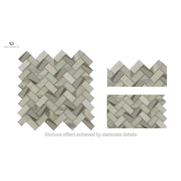 New Arrival Laminated Glass Herringbone Mosaic Tile For Wall